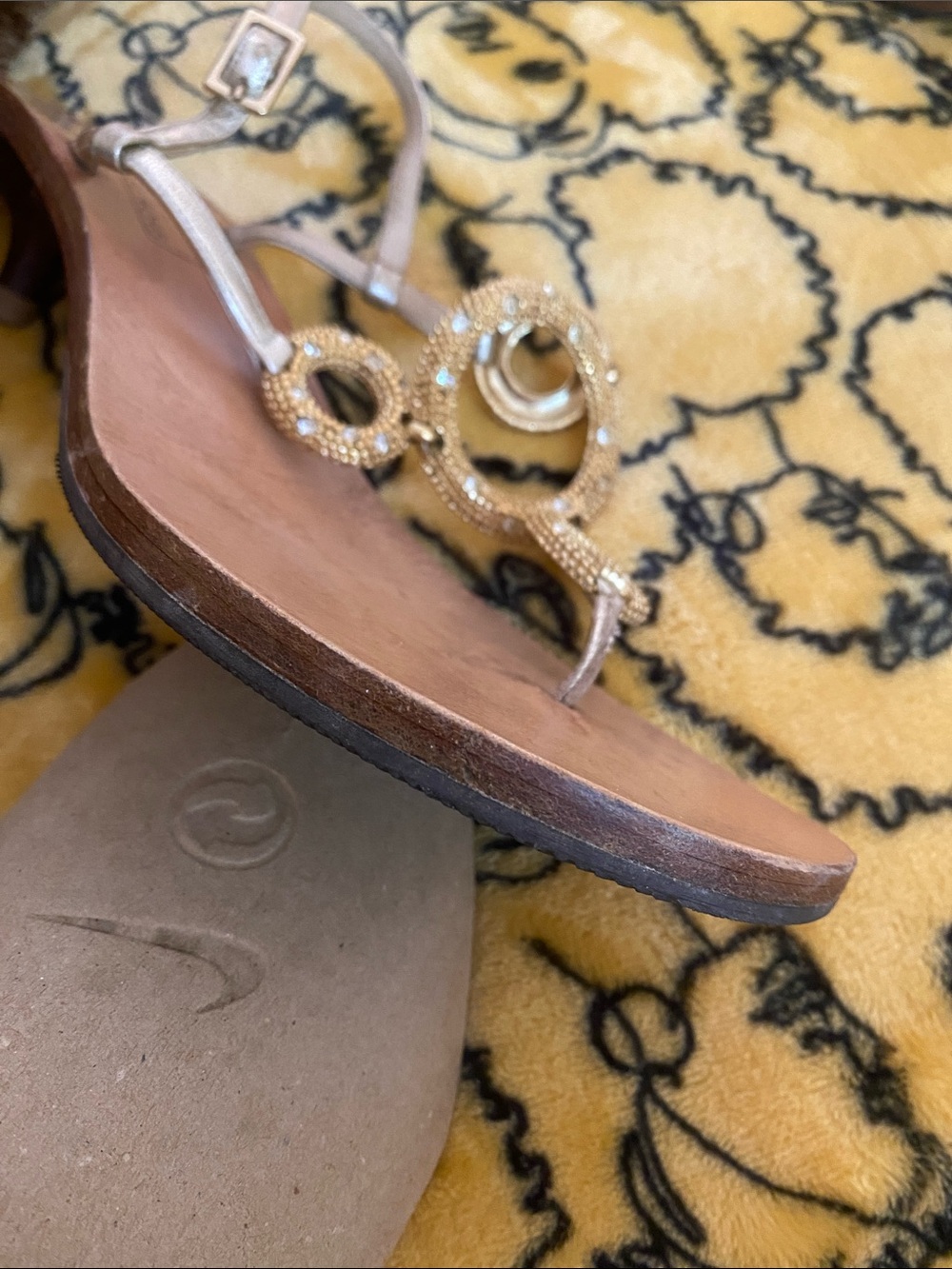 Michael Kors shoes Metallic Gold Ring-Embellished T-Strap Sandals - Picture 5 of 13